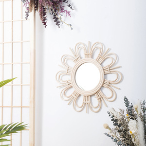 Handmade Round Woven <b>Mirror</b> Wall Decoration <b>Hanging</b> <b>Mirror</b> For Living Room Entrance Home Decor - Product Image 2