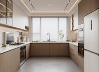 Lesso Home Meubles de cuisine : Ensemble de meubles de cuisine européens prêts à l'emploi, style villa, avec évier, finition sculptée sur mesure