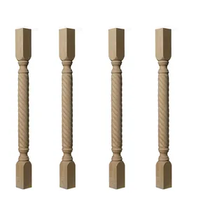 Wood Balusters Square Outdoor Indoor Entrance Staircase Steps Column Balustrade for Stair