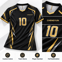 Jersey Voli Desain Turnamen Premium Hitam-Emas Kustom, Seragam Tim Sublimasi untuk Klub dan Sekolah OEM