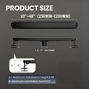Drain de douche linéaire moderne noir mat avec insert de carrelage plat pour <span class=keywords><strong>sol</strong></span> de salle de bain et usage hospitalier - Product Image 2