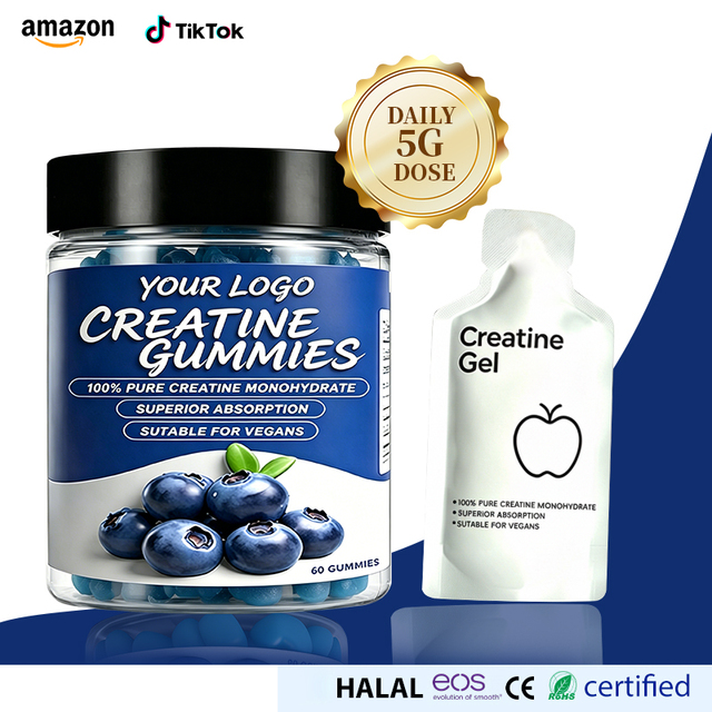 Custom Logo Mixed Berry Flavor Muscle Sports Nutrition Supplements Vegan Creatine Monohydrate Gummies 5000mg Energy Gel