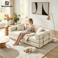 Sofá Cama Convertible Minimalista, Cama Extraíble, Colchón Plegable para Piso, Cojín sin Brazos, Respaldo Fijo, Estructura sin Ensamblaje