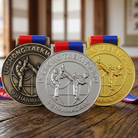 Médailles de récompense sportives personnalisées en alliage de zinc plaqué or, argent et laiton, avec gaufrage 3D, médailles de taekwondo