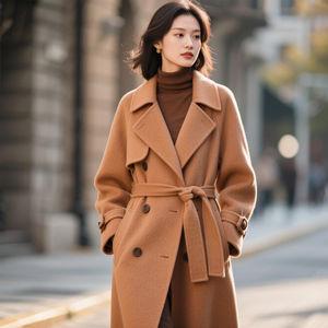 Automne hiver femmes lumière luxe haute qualité laine veste grande taille moyenne longue Trench manteau avec bouton décoration Offre Spéciale - Product Image 2