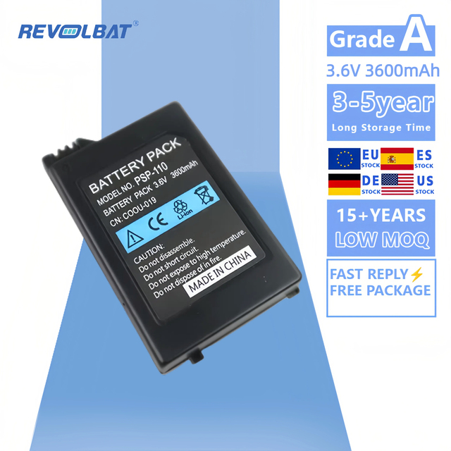 Revolbat Replacement Battery Pack Rechargeable 3.6V 3600mah Lithium Ion Battery for PSP-110 PSP-1000