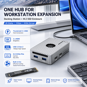 Docking Station 7-in-1 Thunderbolt 3/USB4 dengan Enclosure M.2 NVMe, HDMI 8K, USB 10Gbps, PD 100W, Maksimal 8TB - Product Image 5