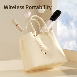 Mini cepillo de pelo eléctrico recargable MCH USB <span class=keywords><strong>plancha</strong></span> inalámbrica cepillo de pelo inalámbrico peine alisador de pelo - Product Image 4