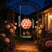 Lampu Hias Gantung Tahan Air IP65 Bentuk Balon Udara Kelopak Bunga Logam Tenaga Surya, Laris untuk Taman, Pernikahan, Kafe Penda