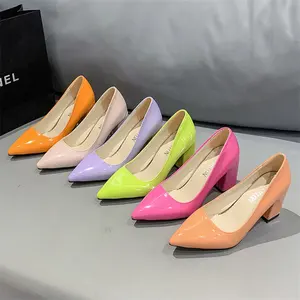 Candy color pointed toe high heel red pumps shoes for women