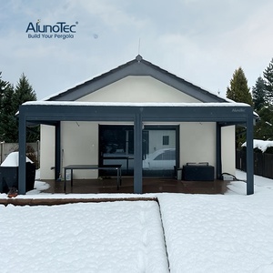 Moderne Aluminium-Pergola – Geräumiger Luxus-Gartenpavillon für den Außenbereich mit Glasschiebetüren - Product Image 4