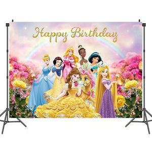 Conte de fées château <span class=keywords><strong>princesse</strong></span> fond toile de fond fille joyeux anniversaire fête décorations princesses toile de fond - Product Image 1