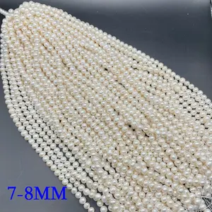 Cheap Price A Grade 2-12mm White Natural Freshwater Pearl Strand Full Hole Round Pearl String