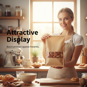 Sealed snack, cereal and nut packaging bags; flat-bottomed kraft paper bags suitable for coffee beans - Product Image 3