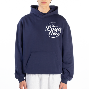 เสื้อฮู้ดขนแกะสไตล์เรียบง่ายสำหรับผู้ชายผ้าฟลีซปักลวดลายสีทึบพิมพ์ลายเองได้สำหรับฤดูร้อน - Product Image 1