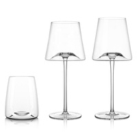 Verres à vin blancs élégants en forme de trapèze, sans pied, avec fond concave, gobelet à vin transparent