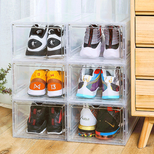 <strong>Stackable</strong> Shoe Organizer Clear Plastic 3 Pack for <strong>Display</strong> Shoes Sneakers Large Drawer Type Shoe Storage <strong>Box</strong> Transparent - Product Image 4