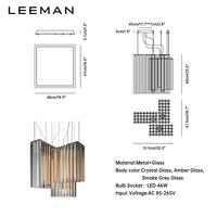 Lustre suspendu carré moderne de luxe en verre, chandelier élégant pour salle à manger, LED décoratif haut de gamme à hauteur réglable, taille moyenne
