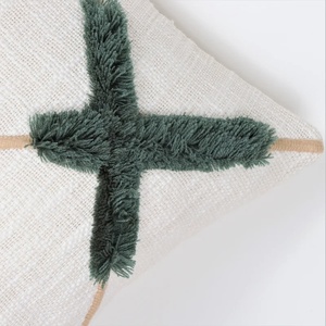 Funda de Cojín Boho Hecha a Mano en Color Marfil y Negro con Ribete de Encaje, Decoración para Sofá, Hotel y Hogar - Product Image 5