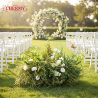 Décoration de scène de mariage, chemin de fleurs artificiel en soie blanche et verte pour allée au sol, idéal pour les cérémonies de remise des diplômes