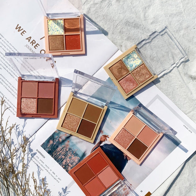 Оптовая торговля декоративной косметики частная марка матовый макияж Косметика Тени для век 4 вида цветов Палитра теней для век