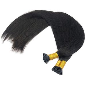 Extensions I-Tip de 28 pouces de long, cheveux vietnamiens lisses et soyeux, noir naturel, pré-collées, 50g/50 mèches, paquets <span class=keywords><strong>à</strong></span> pointe bâton - Product Image 2