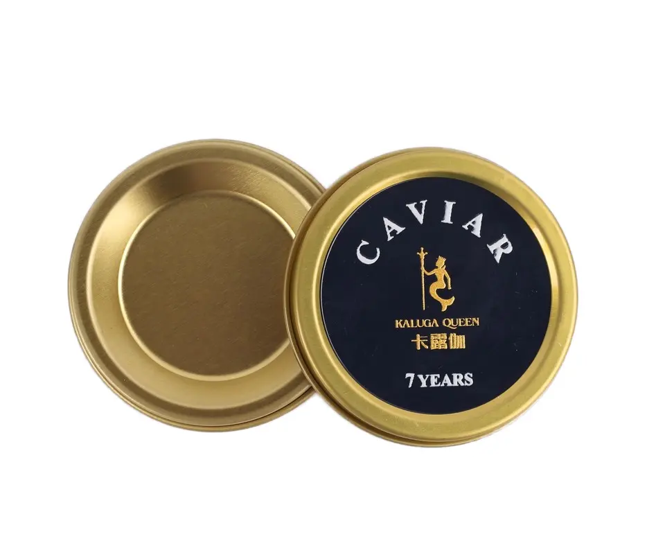 Caja de hojalata redonda de alta calidad con logotipo de impresión personalizado, contenedor vacío antioxidante bien sellado para un Embalaje seguro de caviar