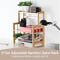 Étagère à épices autoportante en bambou, organiseur de condiments à plusieurs niveaux pour comptoir, support de rangement pour pots à épices de cuisine