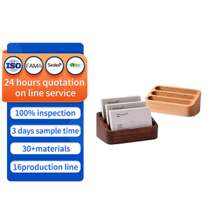 Tarjetero de Madera con 3 Compartimentos, Organizador de Tarjetas de Visita de Madera Maciza para Mostrador y Mesa de Oficina - Product Image 2
