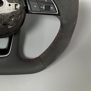 Volante deportivo de cuero con fondo plano para <span class=keywords><strong>Audi</strong></span> S6 S7 A4 A5 A6 A7 Q3 Q5 A3 S3 S8 R8 cuero negro perforado mejorado - Product Image 3