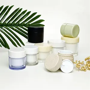 30 75 ML Refillable Material Eco-Friendly Wheat Straw Material Biodegradable Cosmetic Cream Jars For Cylinder Cream Jars