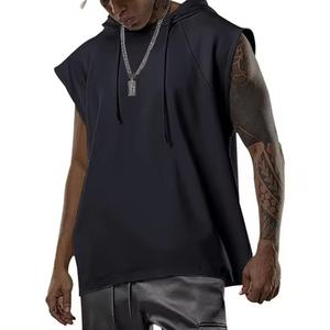 OEM Custom Clothing High Quality <b>Hoodie</b> Supplier Gym Fitness <b>Sleeveless</b> Pullover Cotton Hoodies for <b>Men</b> - Product Image 2