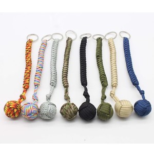 Handmade Paracord Keychain <b>Ball</b> Shape Lightweight Outdoor Camping Decorative Backpack Accessory Glass Bead Keyring - Product Image 1