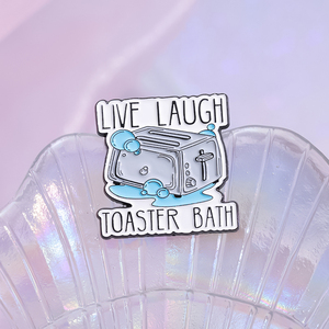 Sming Pins Live Laugh Toaster baño esmalte Pin divertido Humor oscuro creativo Metal broche solapa mochila insignia joyería regalo amigos - Product Image 2