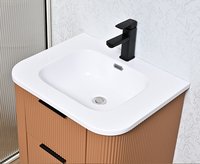 Meuble-lavabo moderne en bois massif avec vasque en céramique et drain en acier inoxydable pour hôtels et usage domestique