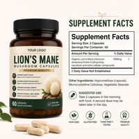 Haosen OEM ODM Extrait de Super Champignon Personnalisé Extrait de Crinière de Lion 10:1 Capsules 500mg Qualité Alimentaire Anti-âge Cerveau Adultes