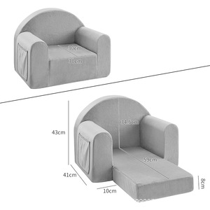 Giving Tree <b>Kids</b> <b>Sofa</b> Chair Gray Foldable With Pocket For Children 3 Years And Above - Product Image 2