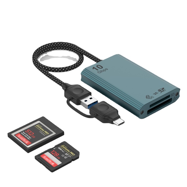 CFexpress Type A/B + SD 2-in-1 Aluminum Alloy External Card Reader USB3.2 Gen2 Type-C 10Gbps