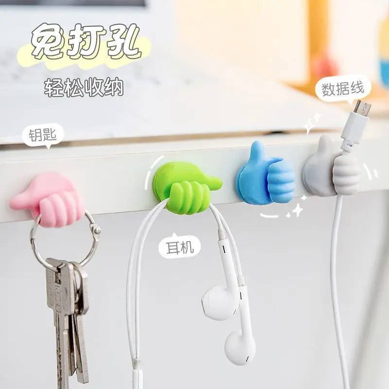 2023 SY Atacado Cute Thumb Hooks Wire Organizer Wall Hanger Suporte de armazenamento forte para cozinha Banheiro