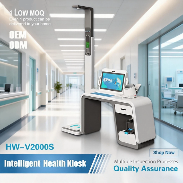HW-V2000S All-in-One Medical Checkup Station Telemedicine Kiosk Medical Equipment Patient Self Service Health Care Kiosk