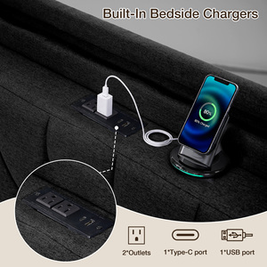 Base de Cama Moderna Ajustable Tapizada con Plataforma, Tamaño Queen, con Cabecera LED, Cajones de Almacenamiento Debajo de la Cama, Cama Suave de Lino - Product Image 4