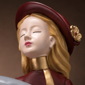 Elegant <strong>Lady</strong> Resin Figurine Wide Brim Hat Woman Art Sculpture Holding Bouquet Modern Romantic Home Decor for Bedroom Living Room - Product Image 3