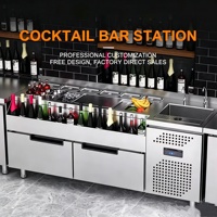 Moderne Kommerzielle Barkeeper-Station aus Edelstahl, Cocktail-Bar-Arbeitsplatz für Hotels mit Gläserspüler und Eisspüle