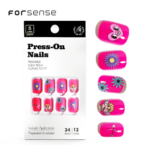 <span class=keywords><strong>Faux</strong></span> ongles artificiels colorés mignons pour filles, peints à la main, vente en gros de styliste 24 <span class=keywords><strong>faux</strong></span> ongles autocollants - Product Image 1