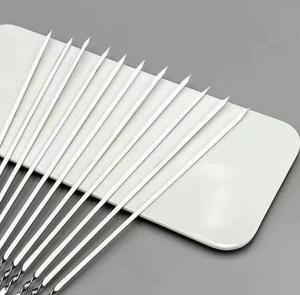 Outils de camping en plein air brochettes de barbecue en acier inoxydable Kabob Grill brochettes en métal réutilisables bâtons tige de barbecue avec manche en bois - Product Image 4