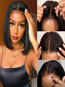 Precio de fábrica Color Natural cabello peruano Bob corto pelucas con malla frontal para mujeres negras peluca con malla frontal de cabello humano virgen - Product Image 6