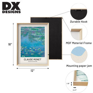 Lot de 3 tableaux encadrés 30x40 cm Claude Monet, <span class=keywords><strong>Impression</strong></span> Sunrise, Nénuphars, impressions sur toile pour salon, chambre, décoration intérieure - Product Image 2