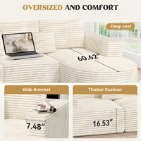 Set Sofa Modular Ekstensibel Tanpa Rangka, Bahan Kain Isi Spons, Bentuk L, Dilengkapi Chaise Lounge, Ottoman, Desain Modern