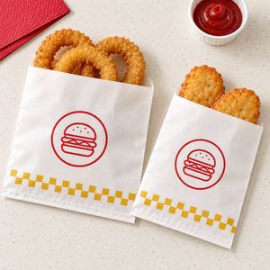 Custom Logo Flat <b>Paper</b> Food <b>Bags</b> Without Side Gussets Pinch Bottom Sleeves for Burgers Sandwiches and Snacks - Product Image 3