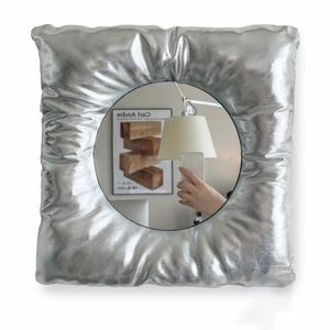 Korean style minimalist padded makeup <b>mirror</b>, mini portable fabric beauty <b>mirror</b>, cute and soft makeup touch-up <b>mirror</b>. - Product Image 2